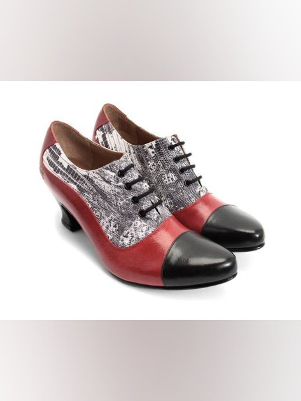 Fluevog Women's Shoes Wonder K2 Snakeskin, Red and Black